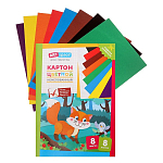 Картон цветной А4  8л., 8цв., немелованный, в папке, "Лисичка" ArtSpace Нкн8-8_28649