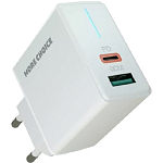 Сетевое ЗУ 1USB/1Type-C 3A MORE CHOICE NC61 White, 20Вт