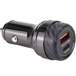 Авто ЗУ 1USB/1Type-C 3A MIVO MU-338Q черный, 38W