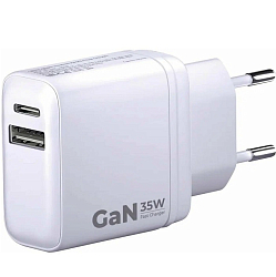 Сетевое ЗУ 1USB/1Type-C 3A BORASCO 52388, белое, 35W