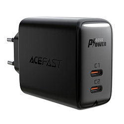 Сетевое ЗУ 2Type-C ACEFAST A9, черный, 40Вт (6974316280194)