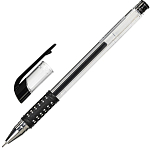 Ручка гелевая с грипом STAFF Basic Needle, ЧЕРНАЯ, игольчатый узел 0,5мм, линия 0,35мм, 143679