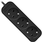 Сетевой удлинитель 3.0м DEFENDER M330 3 розетки, 10А, черный, с/з