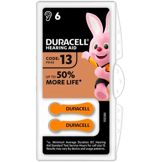 Элемент питания DURACELL ZA13 BL-6 ACTIVAIR (6/60/600)
