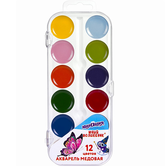 Краски ЮНЛАНДИЯ "ЮНЫЙ ВОЛШЕБНИК", медовые, 12 цв 192358
