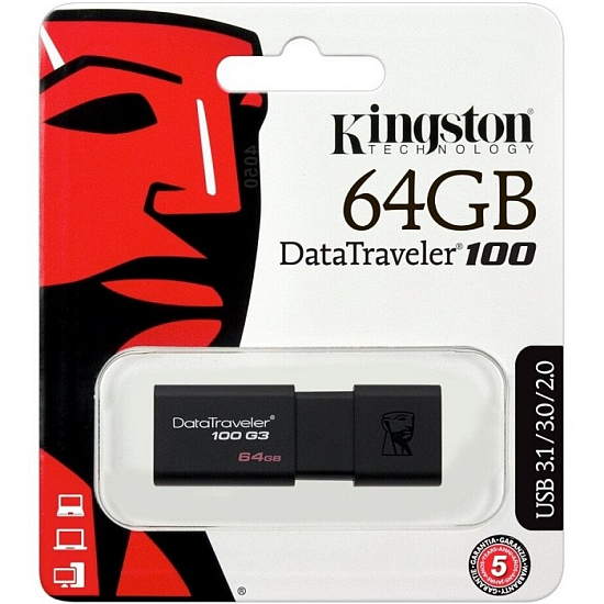 USB 64Gb Kingston DataTraveler 100 G3 Black