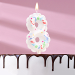 Свеча в торт "Воздушная", цифра 8, 5,5 см, белая   9943294