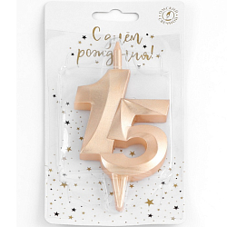 Свеча в торт "Юбилейная", цифра 15, 10 см, шампань 9608538