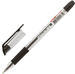 Ручка шариковая масляная с грипом STAFF "OBP-280", ЧЕРНАЯ, игол. узел 0,7 мм, лин письма 0,35 142989