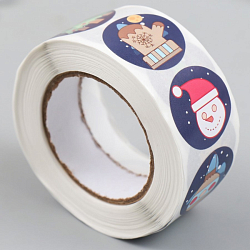 Наклейка бумага "Новогодние атрибуты" d=2,5 см 500 шт в рулоне 3х6,5х6,5 см   9683899