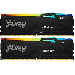 Оперативная память DDR5 32Gb (2*16Gb) Kingston 5600 DIMM RGB  PC44800, FURY Beast Black CL40  (KF556C40BBAK2-32) (retail)