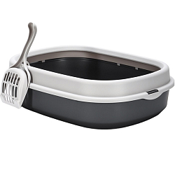 Лоток для кошек Фур-Мур 48×35,5 см с бортом + совок, Soft-touch. смокки 10878375