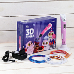 Ручка 3D Luazon, дисплей, работа с пластиком ABS и PLA, пластик в комплекте, розовая   9729771