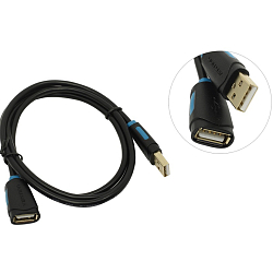 Кабель-удлинитель USB  1.0м VENTION CBCBF черный
