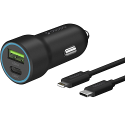 Авто ЗУ 1USB/1Type-C DEPPA, черный, 20W, PD 3.0, QC 3.0 (11298)