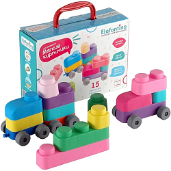 Конструктор мягкий Elefantino В путь дорогу",15 деталей+колесики IT106783