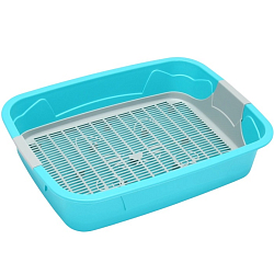 Туалет с сеткой,  45х34х15 см,  серый/бирюзовый 10701356