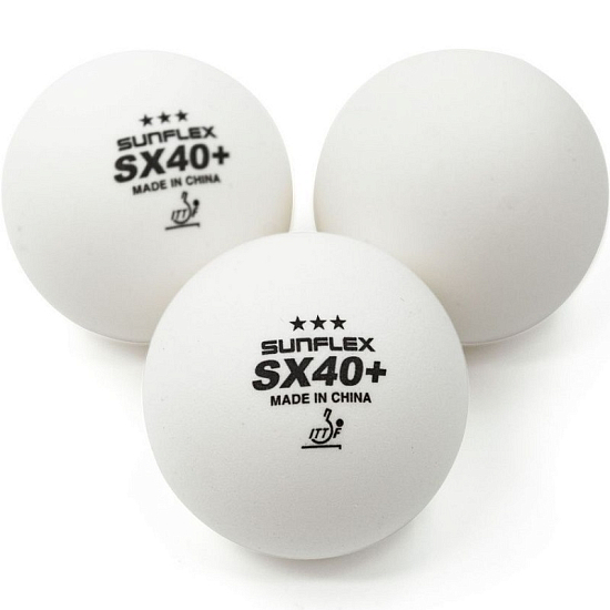 Мячи для настольного тенниса Sunflex 3* SX40+, ITTF бел. 3шт.