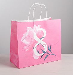 Пакет подарочный крафт «8 Марта», 32 × 28 × 15 см   4544685