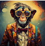 Холст с красками по номерам "Стильные животные" Шимпанзе в костюме