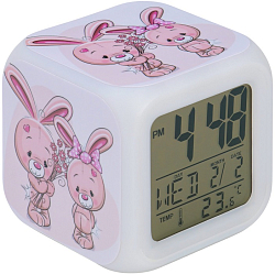 Часы - будильник электронные детские "Зайка" настольные, с подсветкой, 8 х 8 см, ААА 7533414