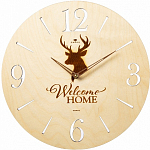 Часы настенные РУБИН "Welcome Home", деревянные, d=35см, открытая стрелка, корпус светлый (3501-002)