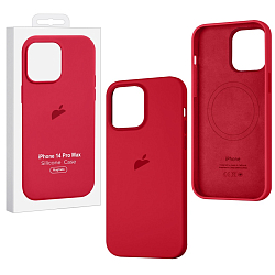 Силиконовый чехол SILICONE CASE для iPhone 14 Pro Max Red (MagSafe) c LOGO