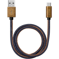Кабель USB <--> Type-C  1.2м DEPPA Jeans медь/джинса, синий (72277)