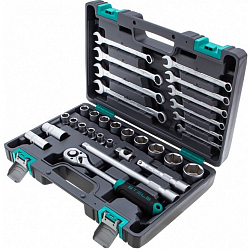Набор инструментов, 1/2", CrV, пластиковый кейс 31 предмет// Stels 14102
