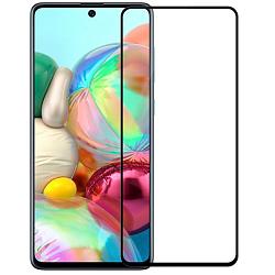Противоударное стекло 2.5D NONAME для SAMSUNG Galaxy A71/S10 Lite, OG, Anti-Shock, черное, полный клей, в техпаке