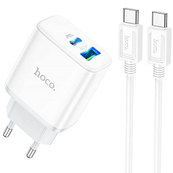 Сетевое ЗУ 1USB/1Type-C HOCO C105A, Stage, белый, 20Вт