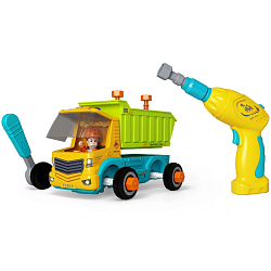 Игровой набор JIALEGU TOYS "Самосвал" (20 см, шуруповёрт, инструм., звук, фигурка водителя)