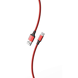Кабель USB <--> Type C  1.0м SMARTBUY S14 красный/черный (iK-3112-S14rb)