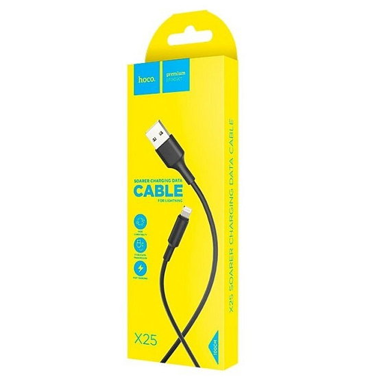 Кабель USB <--> Lightning  1.0м HOCO X25 Soarer чёрный