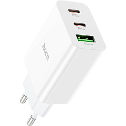 Сетевое ЗУ 1USB/2Type-C 3A HOCO C99A, белый, PD, QC, FCP, AFC