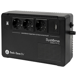Источник бесперебойного питания Systeme Electriс Back-Save, 800VA/480W, 230V, Line-Interactive, AVR, 3xSchuko, USB charge(type A), USB