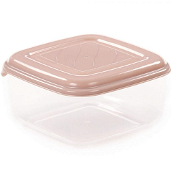 Контейнер Dolcezza №36 квадратная с крышкой, 0,9л (прозрачный, крышка тёмно-кремовая)
