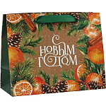 Пакет новогодний крафтовый «С Новым годом», MS 18×23×10 см