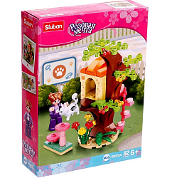 Конструктор Sluban Розовая мечта «Кошачий домик на дереве», 82 детали