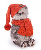 Мягкая игрушка Басик в вязаной шапке и шарфе, 25 см, (Ks25-075)
