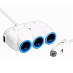 Разветвитель прикуривателя HOCO C1 белый (2 USB + 3 выхода)