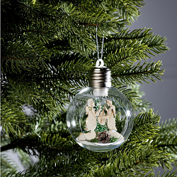 Ёлочный шар «Ангелочки», d=8 см, 1 LED, от батареек, свечение тёплое белое