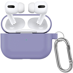 Силиконовый чехол SILICONE CASE для AirPods PRO 2 с карабином  14 лаванда
