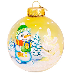 Шар "Снеговик с подарком", 80мм, в подарочной упаковке КУ-80-244003