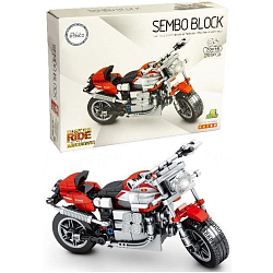 Конструктор SEMBO BLOCK, 701135, мотоцикл, 238 деталей, чёрный, красная вставка (арт.80002337)