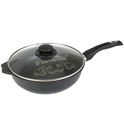 Сковорода 26см МЕЧТА Гранит star с несъемной ручкой и стеклянной крышкой арт.С26803