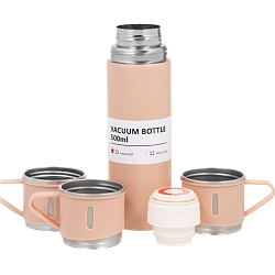 Набор «Мастер К», термос и 2 кружки, сохраняет тепло 12 ч, нержавеющая сталь, бежевый 9840937