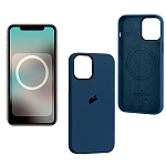 Силиконовый чехол SILICONE CASE для iPhone 13 Pro Max Abyss Blue (MagSafe + анимация NFC) с LOGO