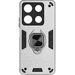Силиконовый чехол DF для Infinix Note 30 Pro (4G) DF inArmor-11 (silver)  с кольцом и пластиной для магнитного держателя