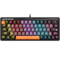 Клавиатура DEFENDER Black Raven GK-417 RU, серый, радужная, 63кн
